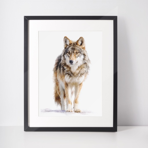 Watercolor Wolf with Mystical Aura Portrait Wall Art Print Poster, Unframed - Picture 3 of 6